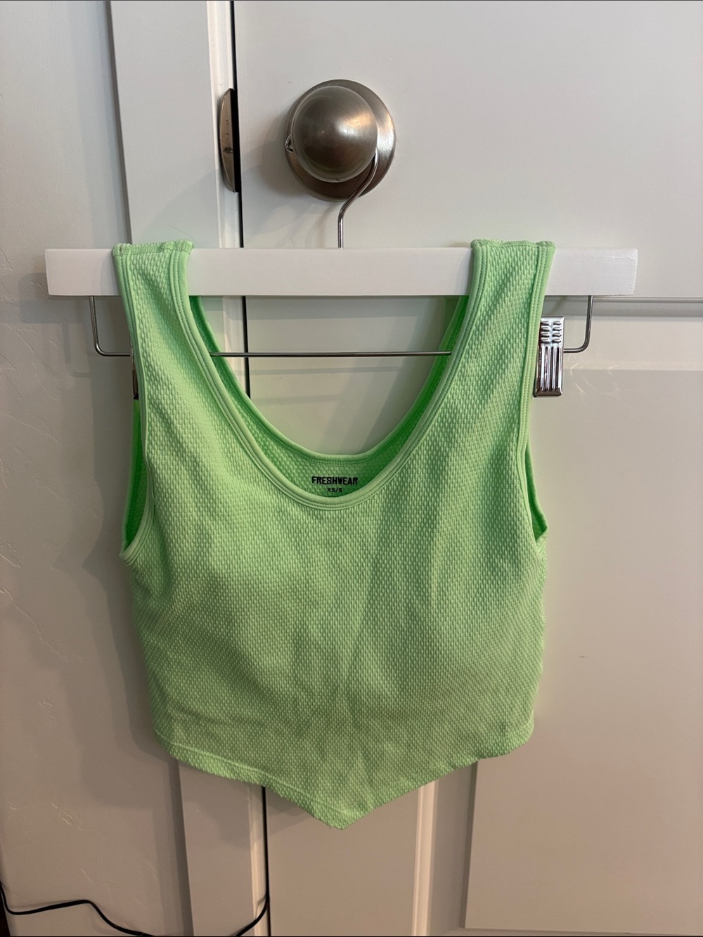 fresh Light  Green Ribbed Crop Tank